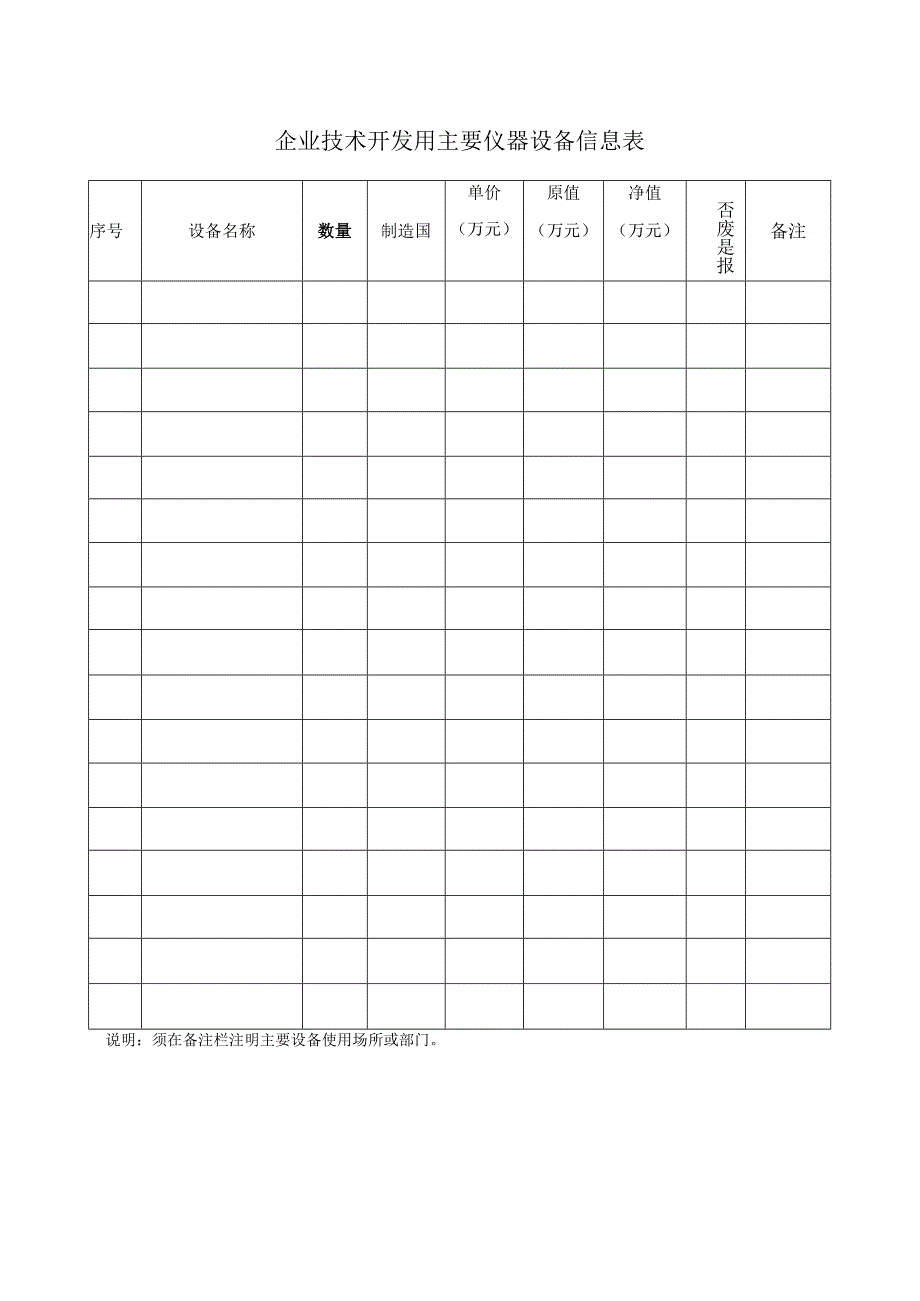 企业技术开发用主要仪器设备信息表.docx_第1页