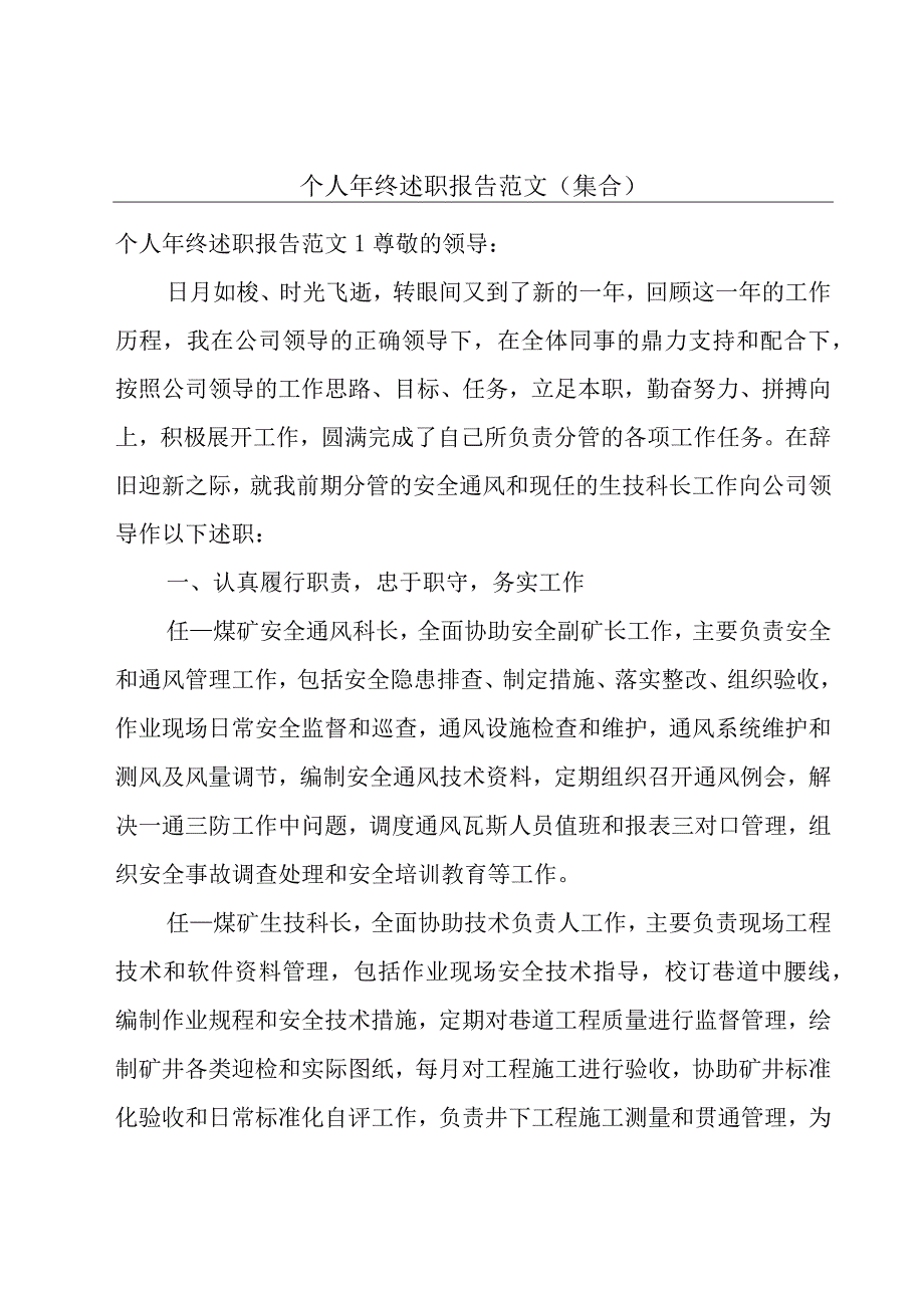 个人年终述职报告范文（集合）.docx_第1页