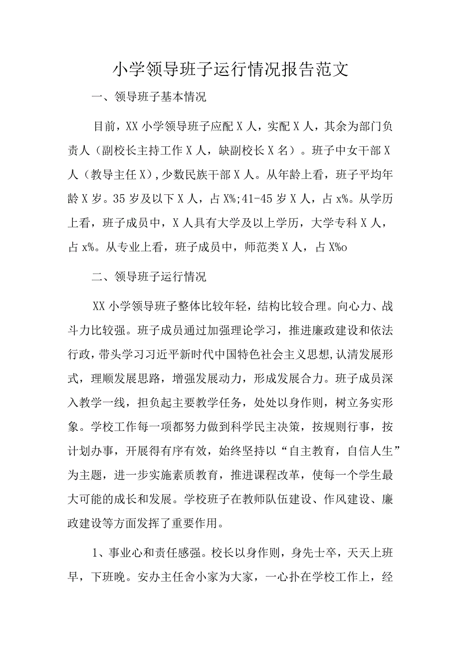 小学领导班子运行情况报告范文.docx_第1页