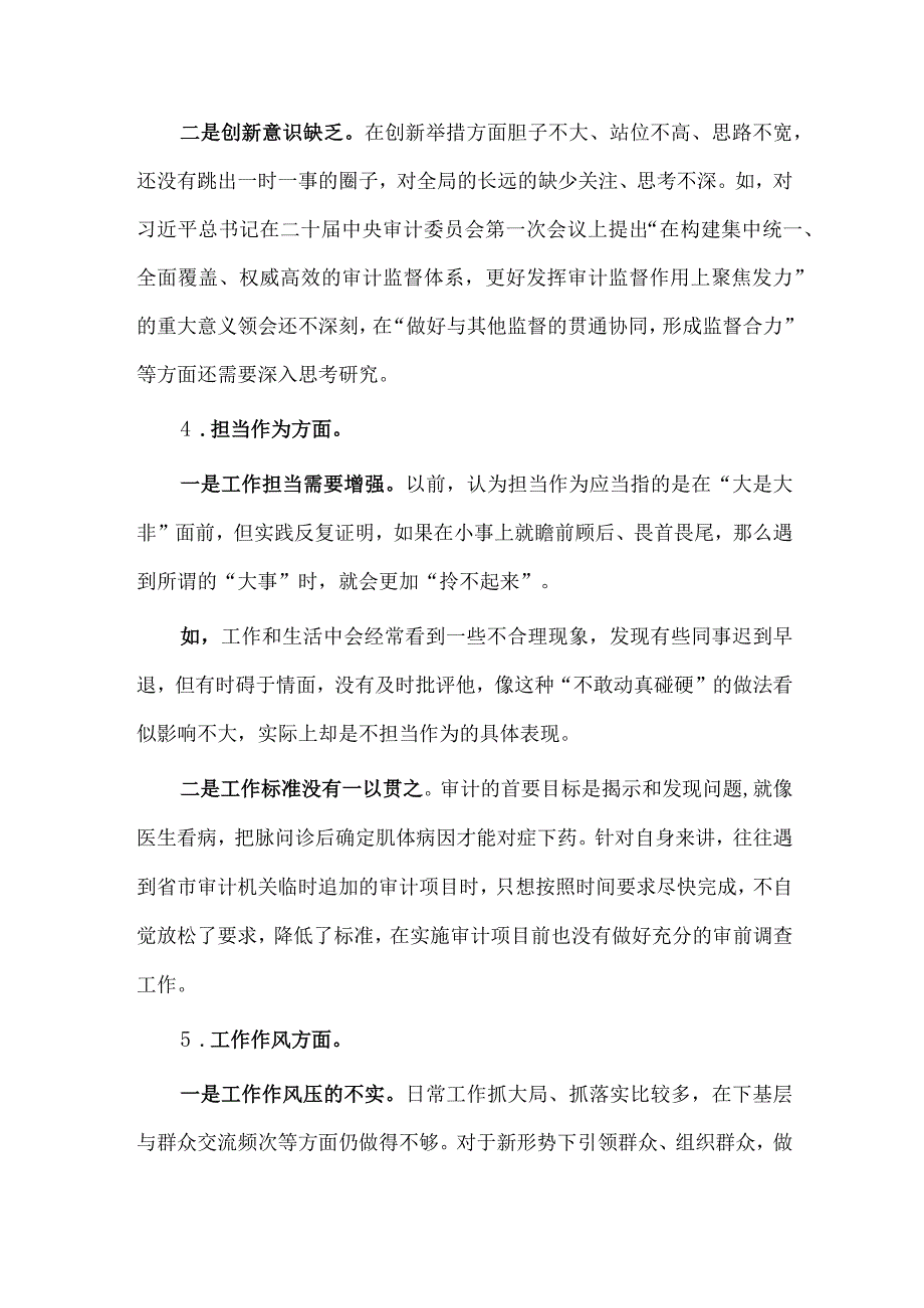 审计局党组书记主题教育民主生活会材料供借鉴.docx_第3页