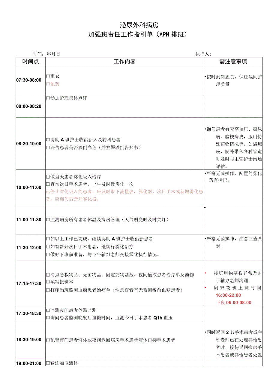 泌尿外科加强班护士岗位引领单.docx_第1页