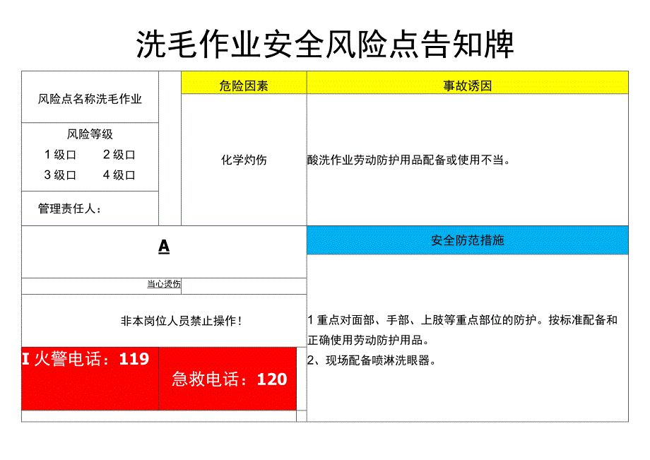 洗毛作业-安全风险点告知牌.docx_第1页