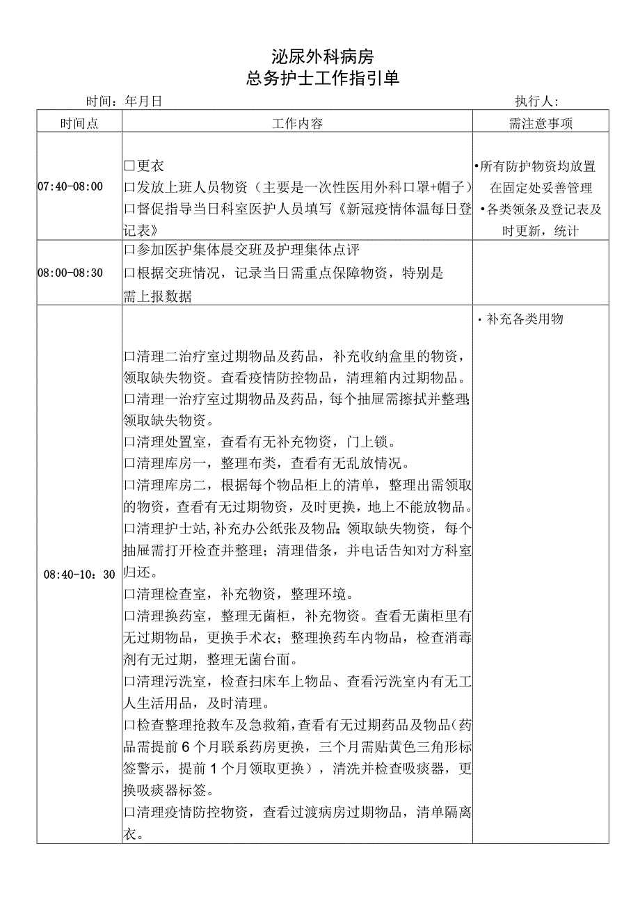 泌外科总务岗位引领单.docx_第1页