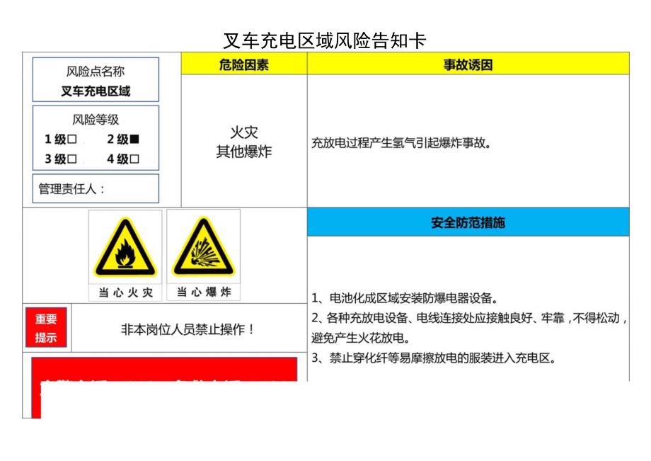 叉车充电区域风险告知卡.docx_第1页