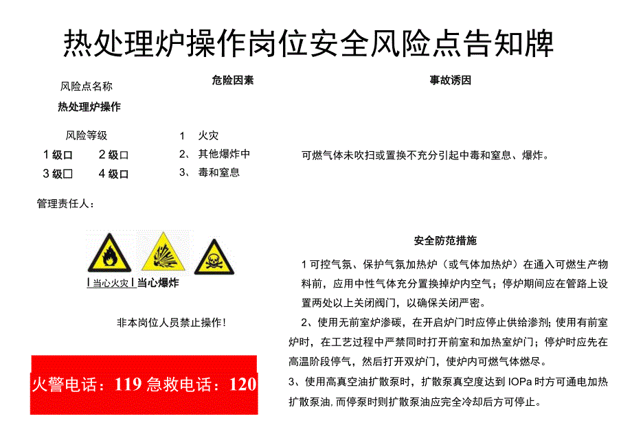 热处理炉操作岗位-安全风险点告知牌.docx_第1页