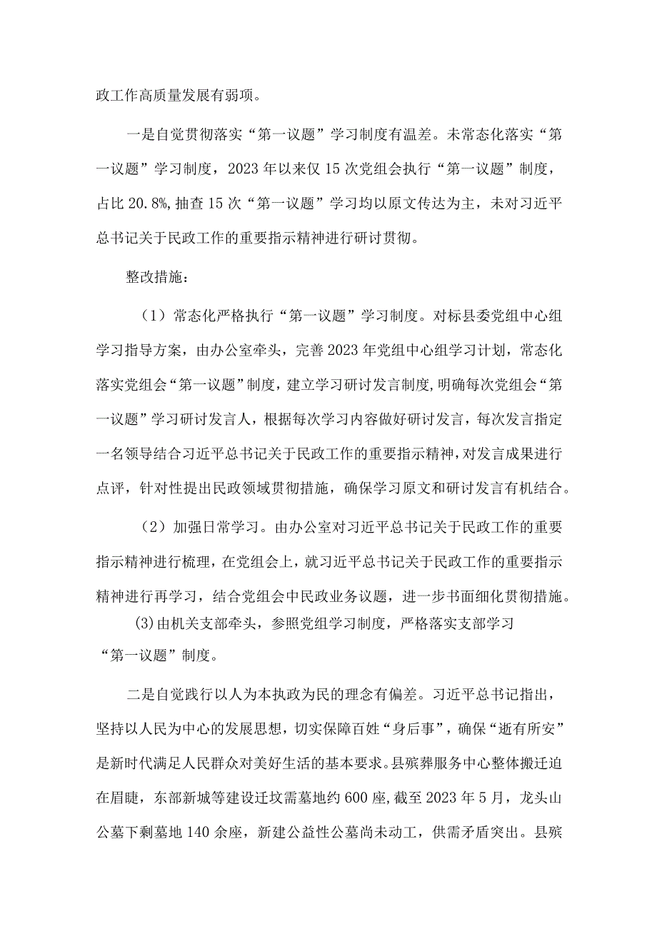 县民政局党组落实县委第一巡察组巡察反馈意见整改工作实施方案供借鉴.docx_第2页