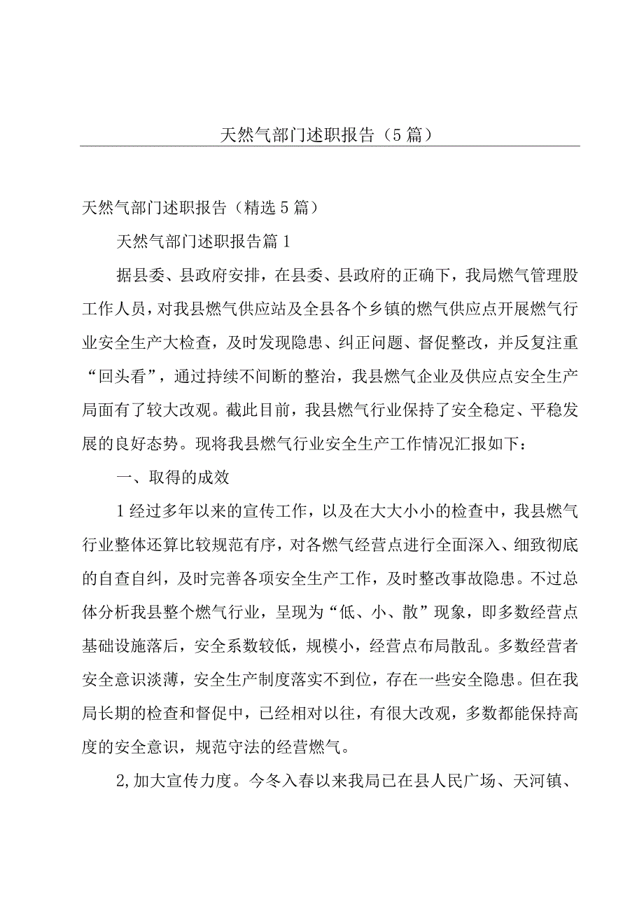 天然气部门述职报告（5篇）.docx_第1页