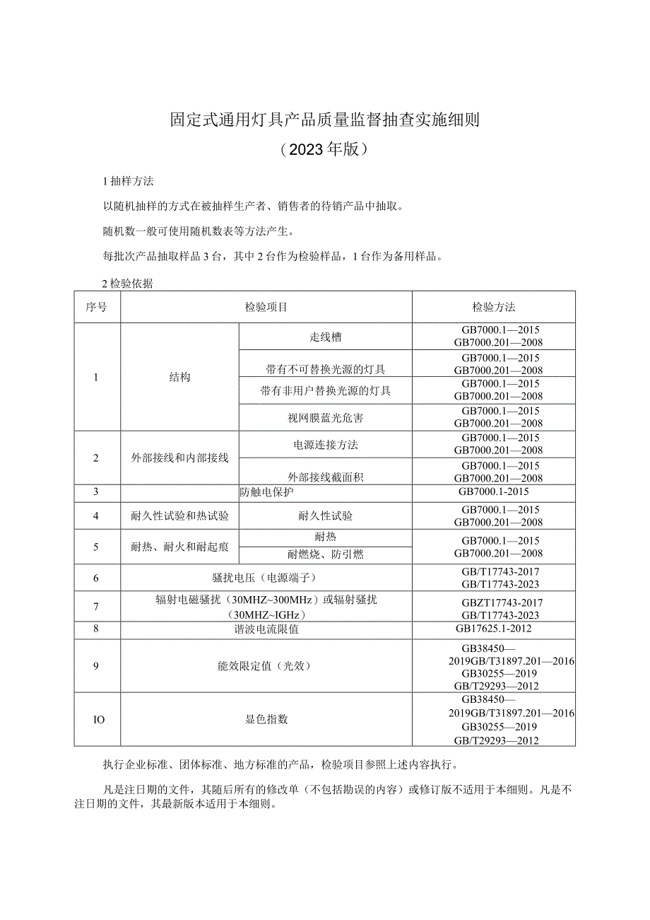 固定式通用灯具产品质量监督抽查实施细则（2023年版）.docx_第1页