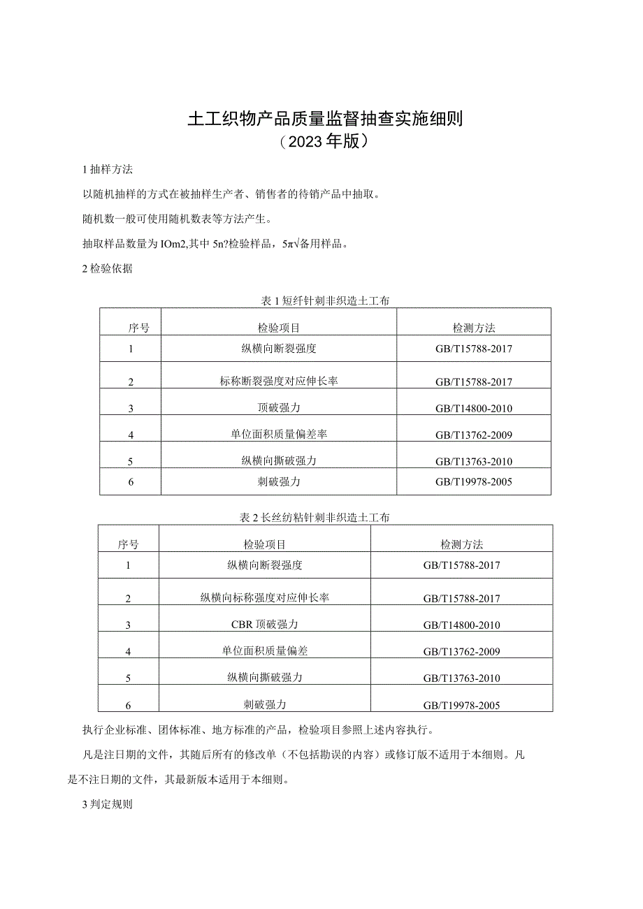 土工织物产品质量监督抽查实施细则（2023年版）.docx_第1页