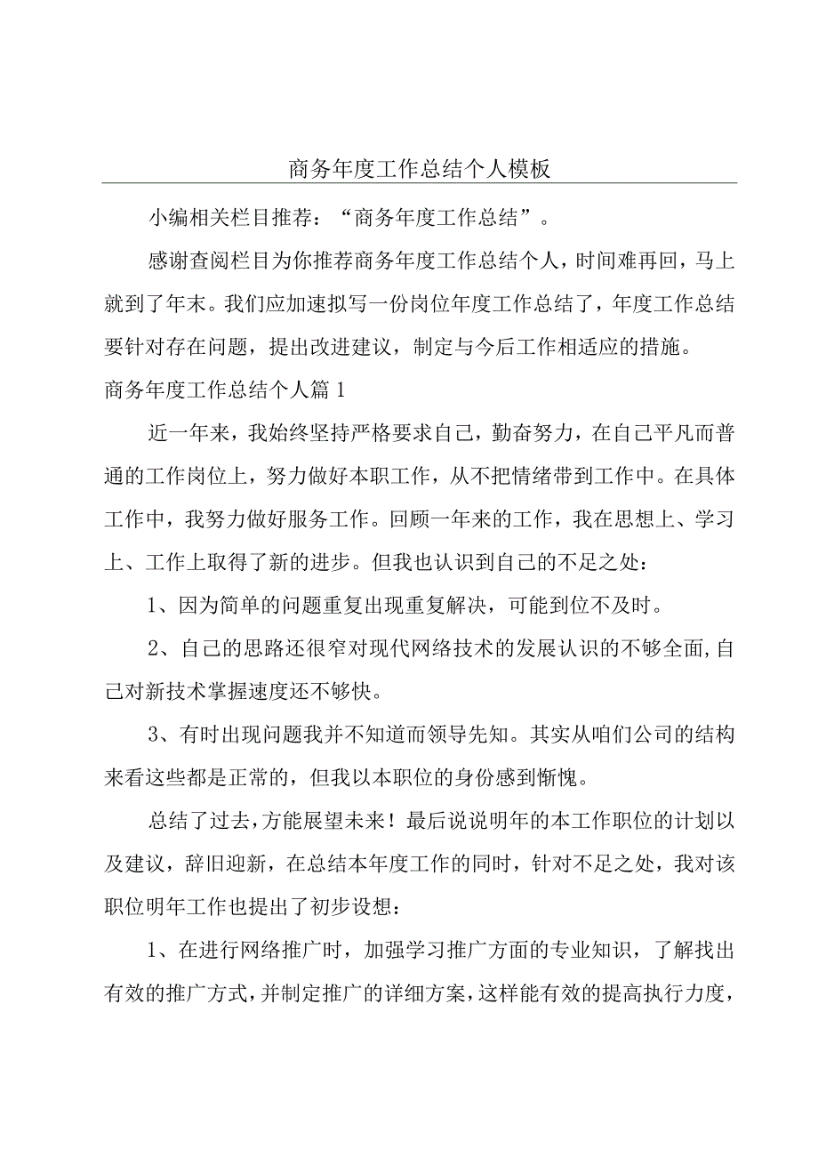 商务年度工作总结个人模板.docx_第1页