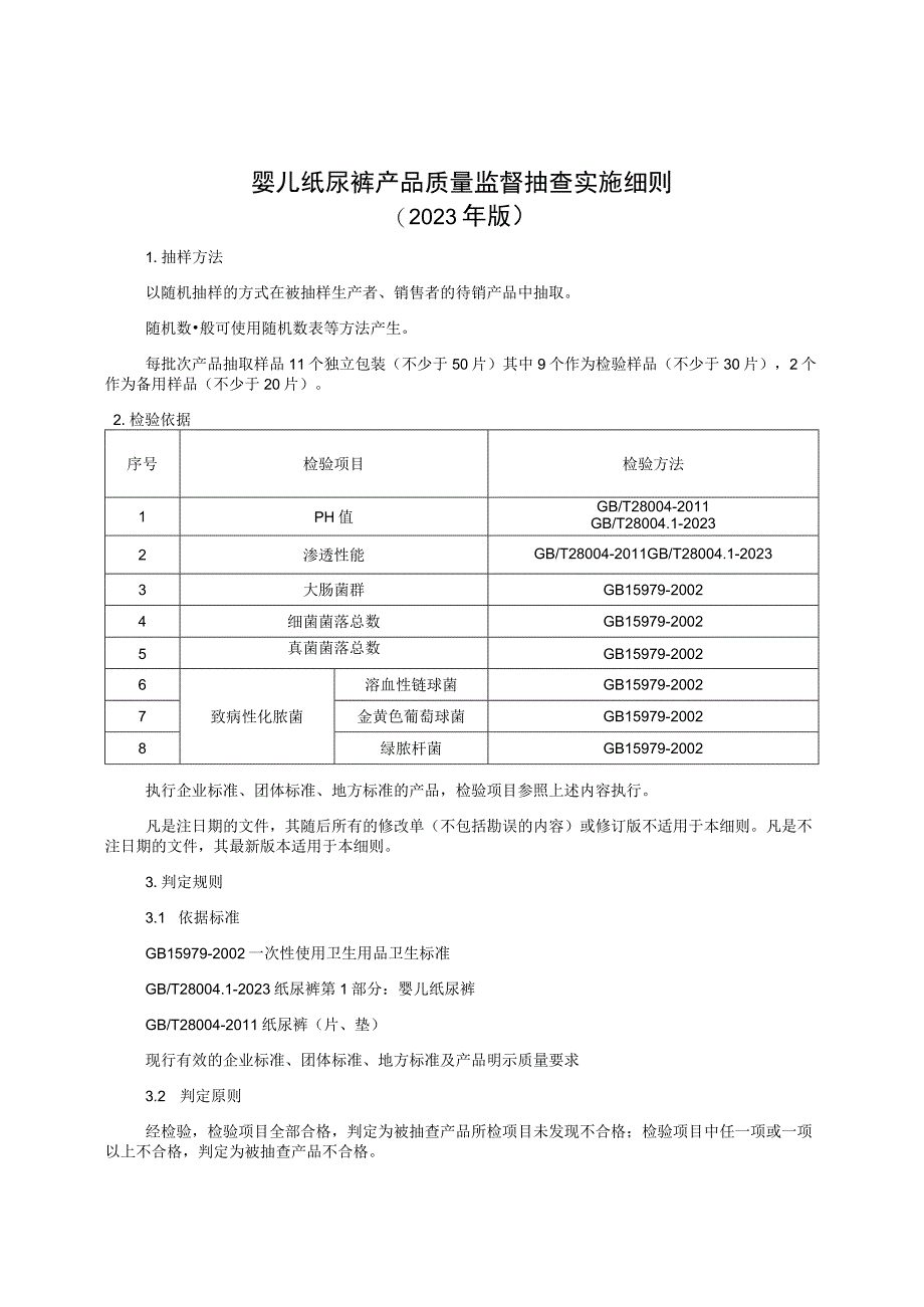 婴儿纸尿裤产品质量监督抽查实施细则（2023年版）.docx_第1页