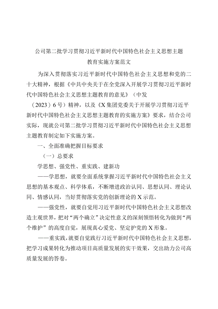 国有企业公司第二批主题教育实施方案.docx_第1页