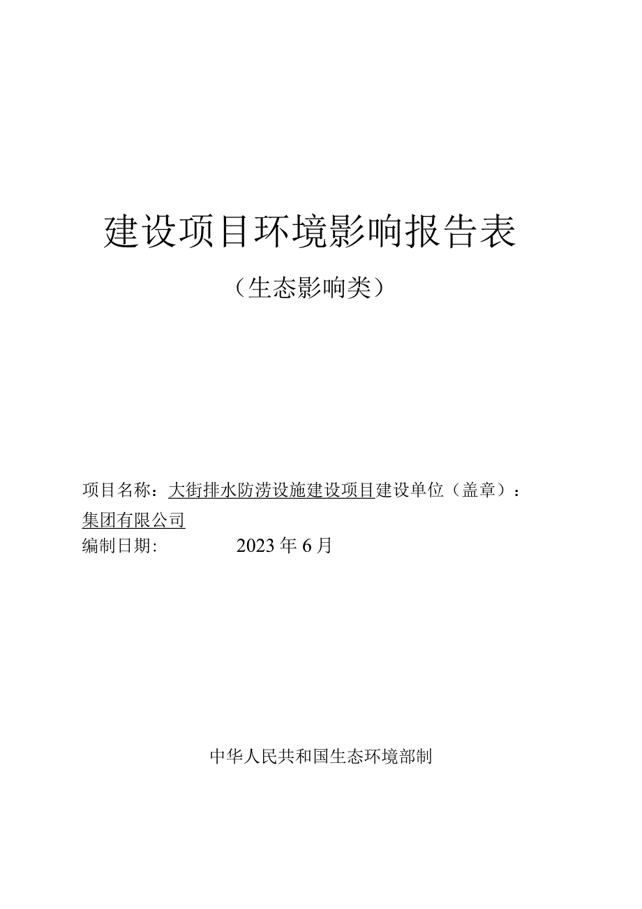 大街排水防涝设施建设项目环评报告.docx_第1页