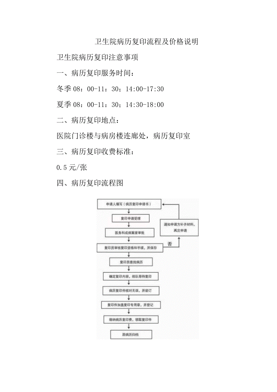 卫生院病历复印流程及价格说明.docx_第1页