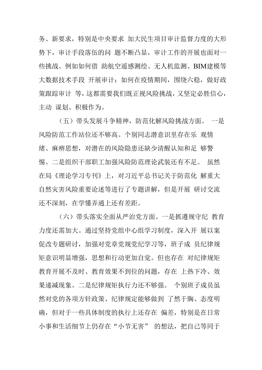 审计局党组专题民主生活会对照检查材料.docx_第3页