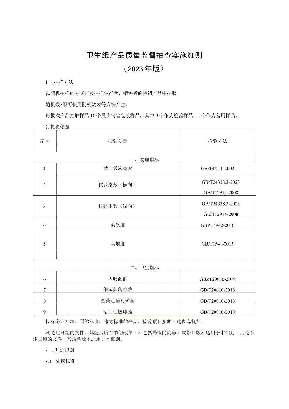 卫生纸产品质量监督抽查实施细则（2023年版）-修订本.docx_第1页