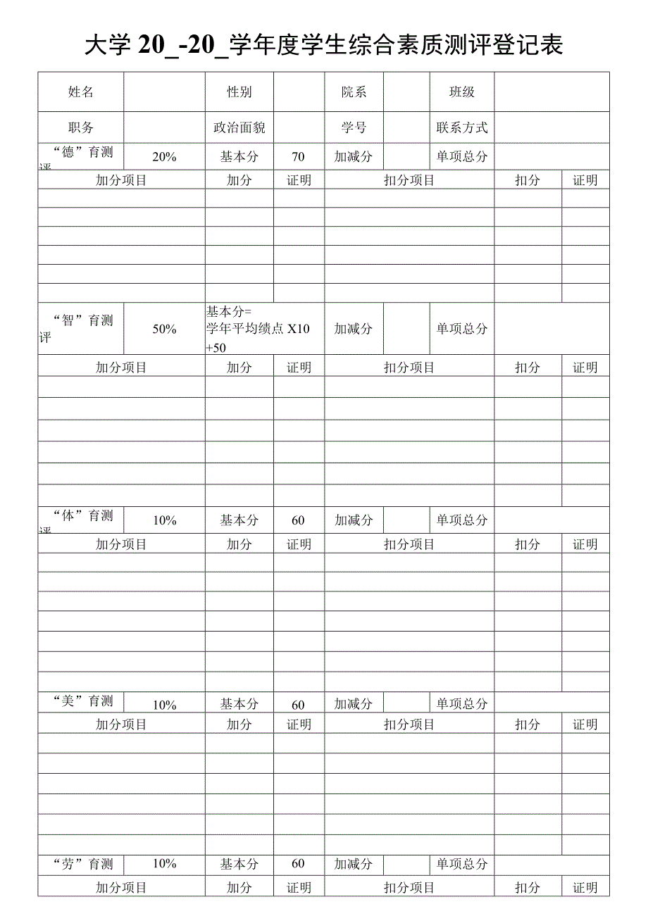 大学学生综合素质测评登记表.docx_第1页