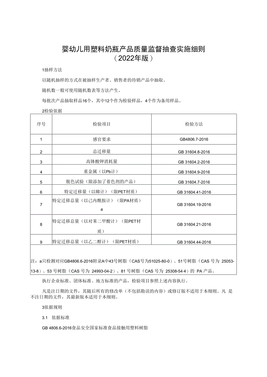 婴幼儿用塑料奶瓶产品质量监督抽查实施细则（2022年版）.docx_第1页