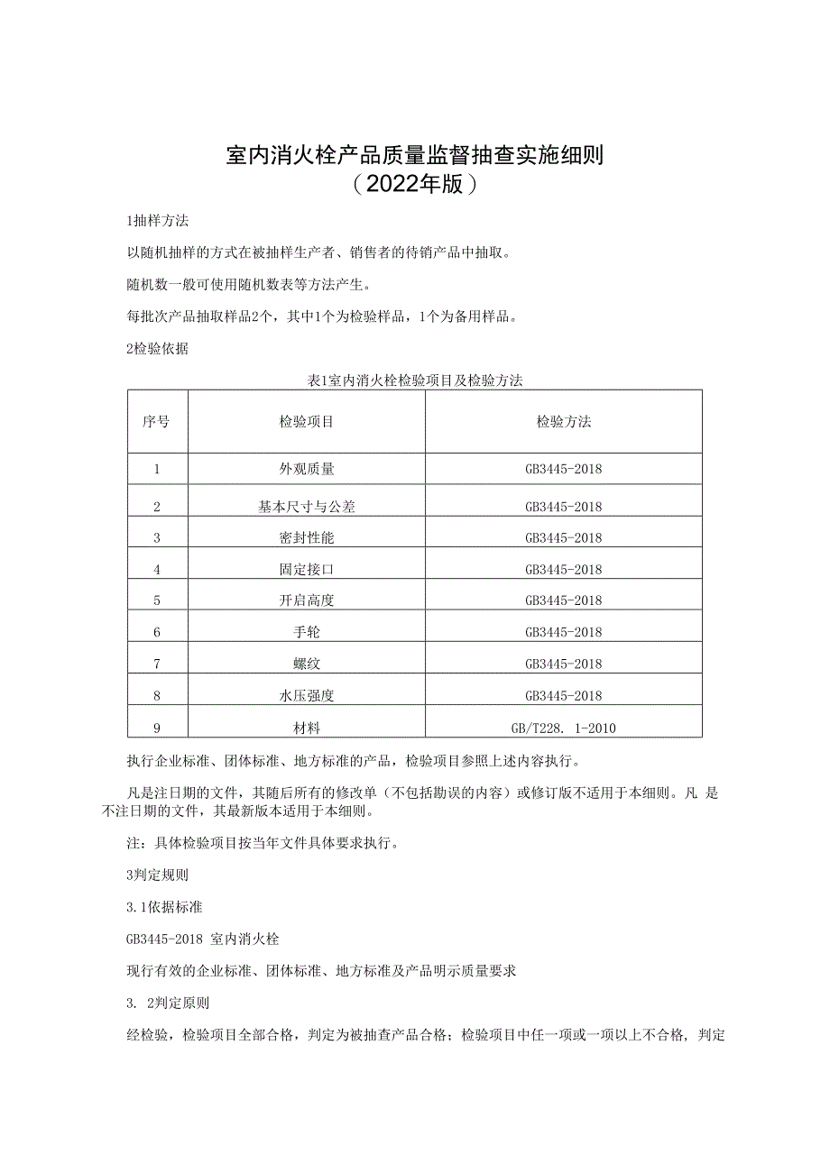 室内消火栓产品质量监督抽查实施细则（2022年版）.docx_第1页