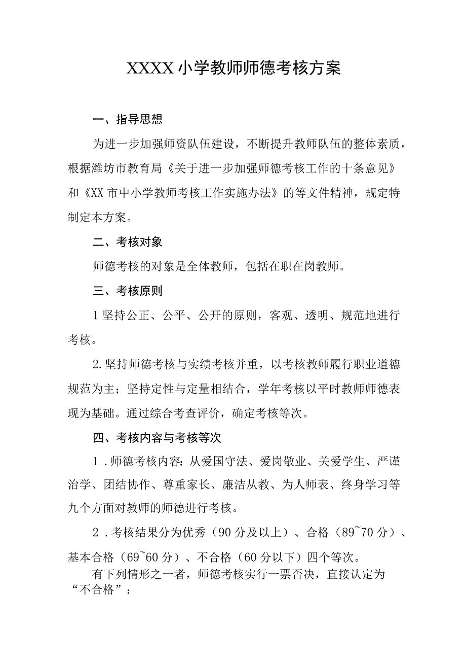 小学教师师德考核方案.docx_第1页