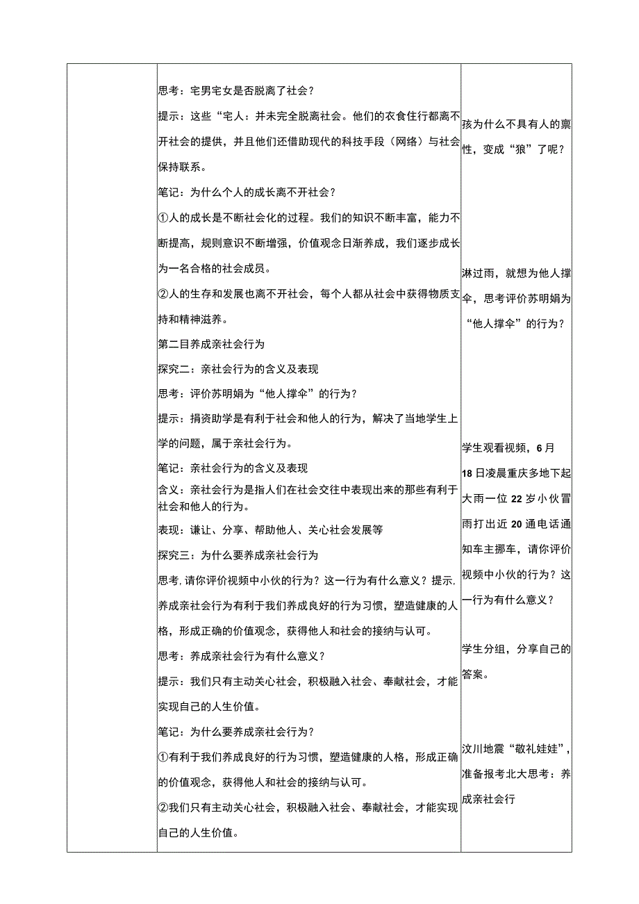 在社会中成长+教案-2023-2024学年部编版道德与法治八年级上册 (1).docx_第2页