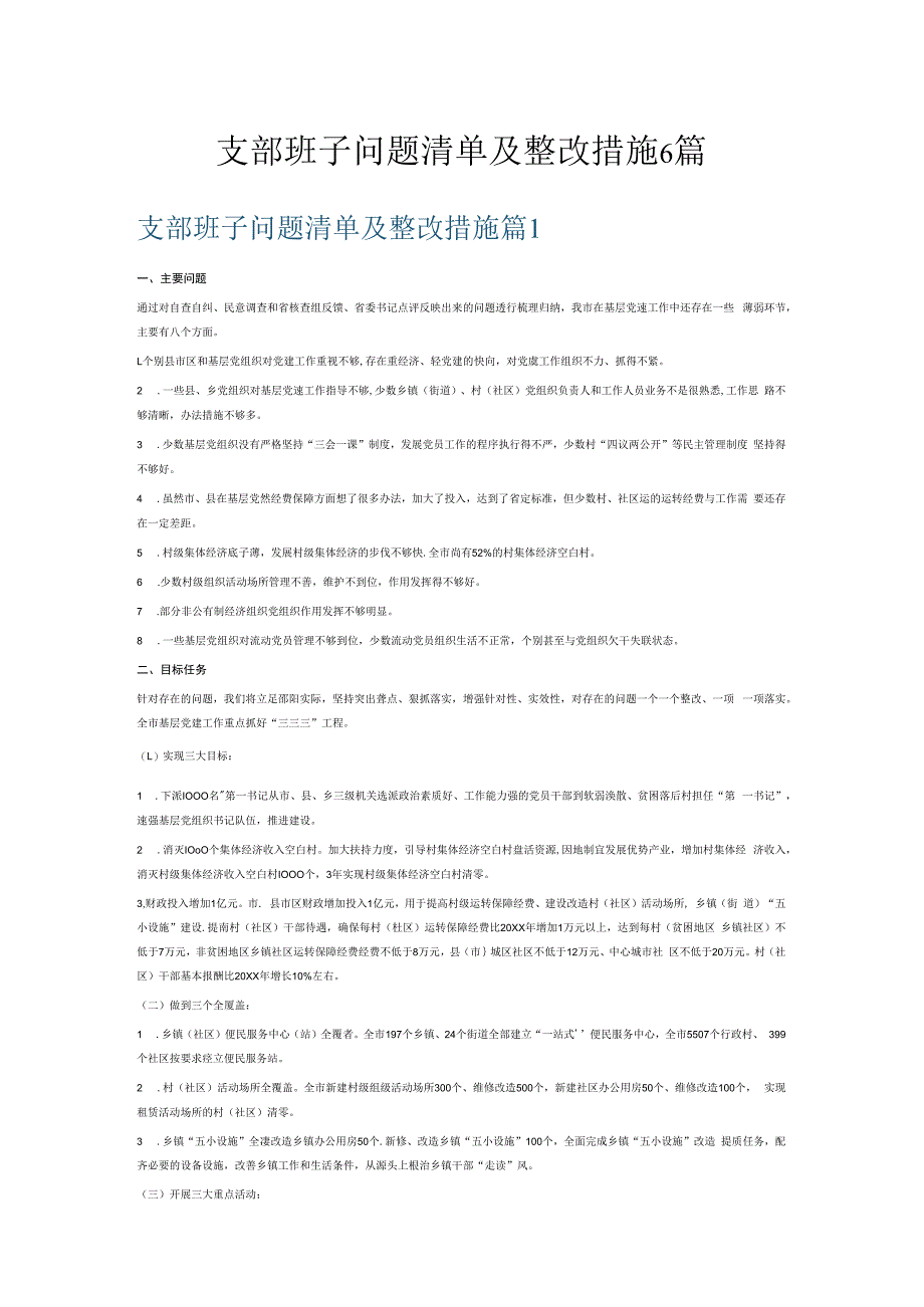 支部班子问题清单及整改措施6篇.docx_第1页