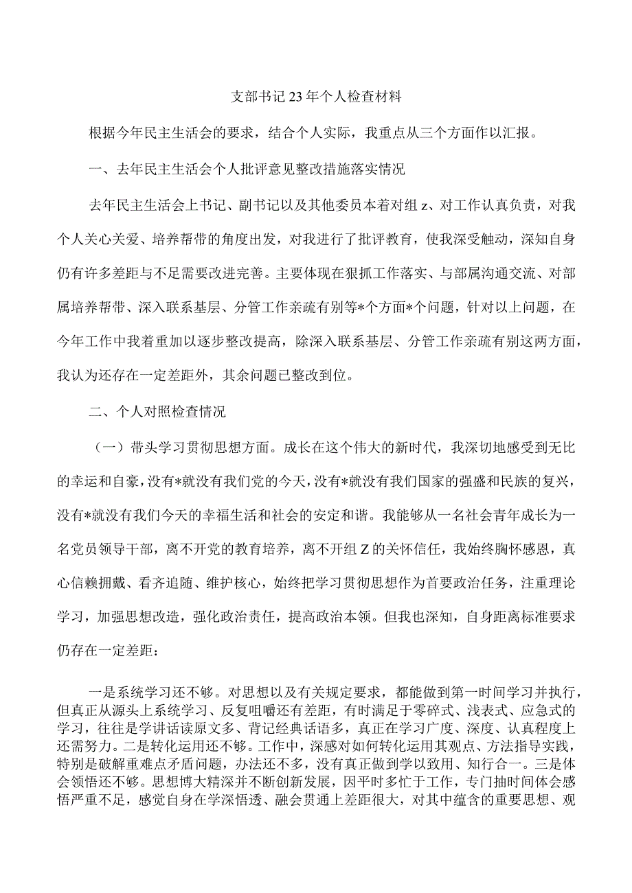 支部书记23年个人检查材料.docx_第1页