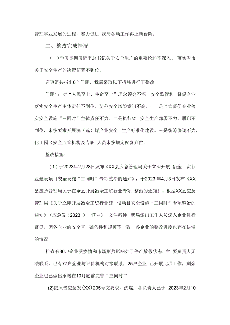 应急管理局委员会关于落实市委巡察组反馈意见的整改情况报告.docx_第2页