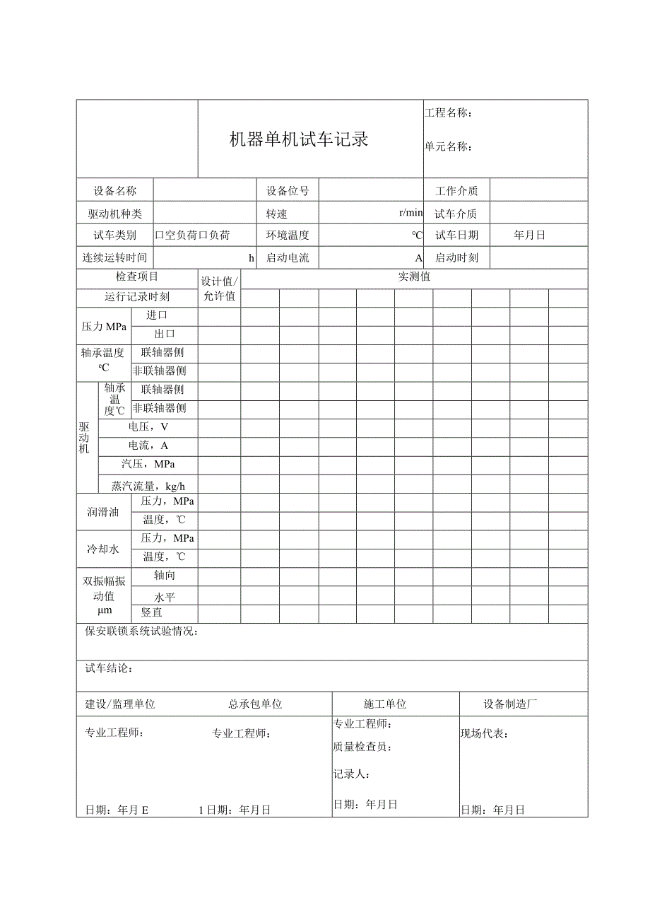 机器单机试车记录.docx_第1页