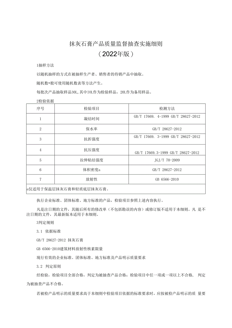 抹灰石膏产品质量监督抽查实施细则（2022年版）.docx_第1页