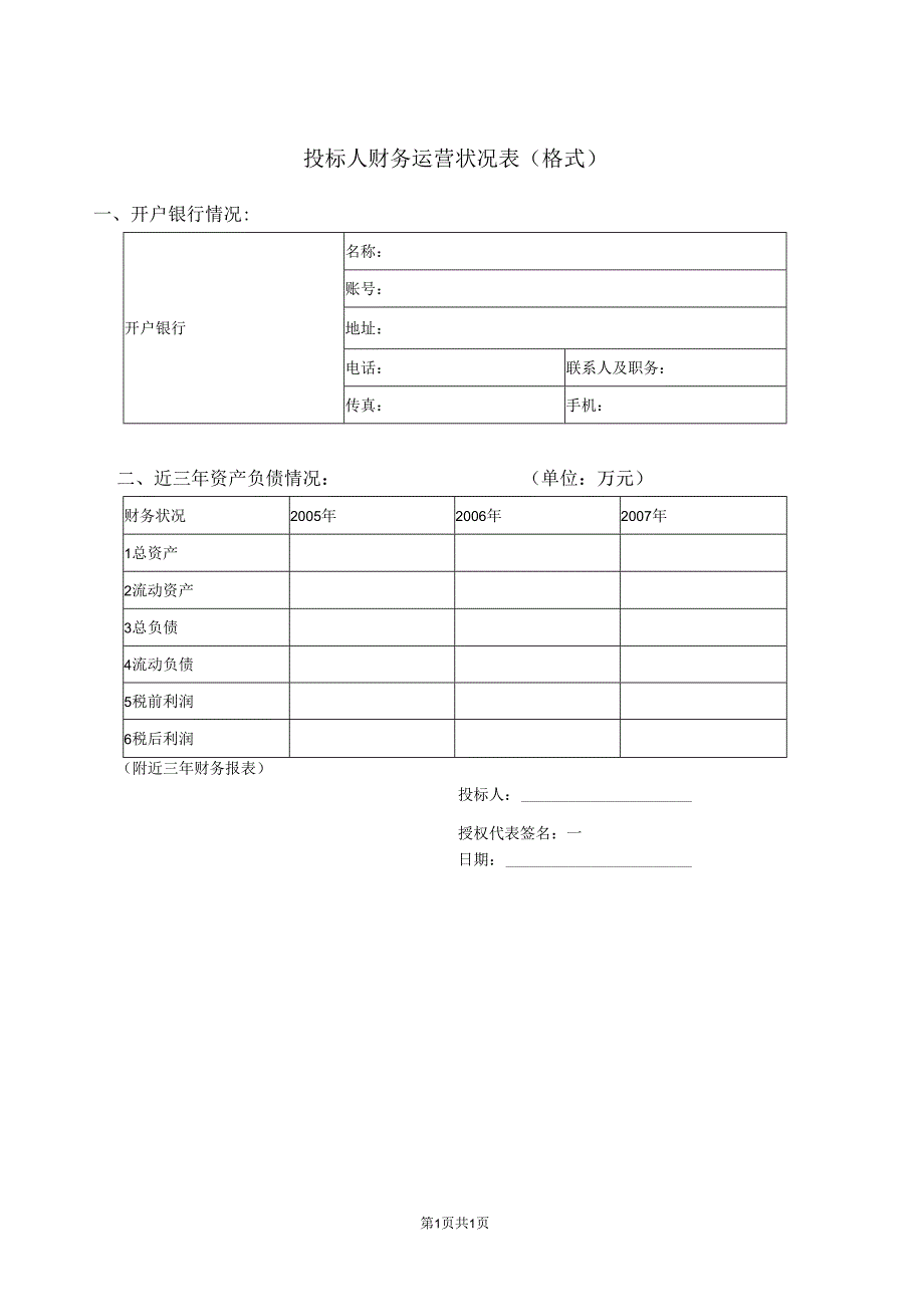 投标人财务运营状况表(格式)51(2023年).docx_第1页