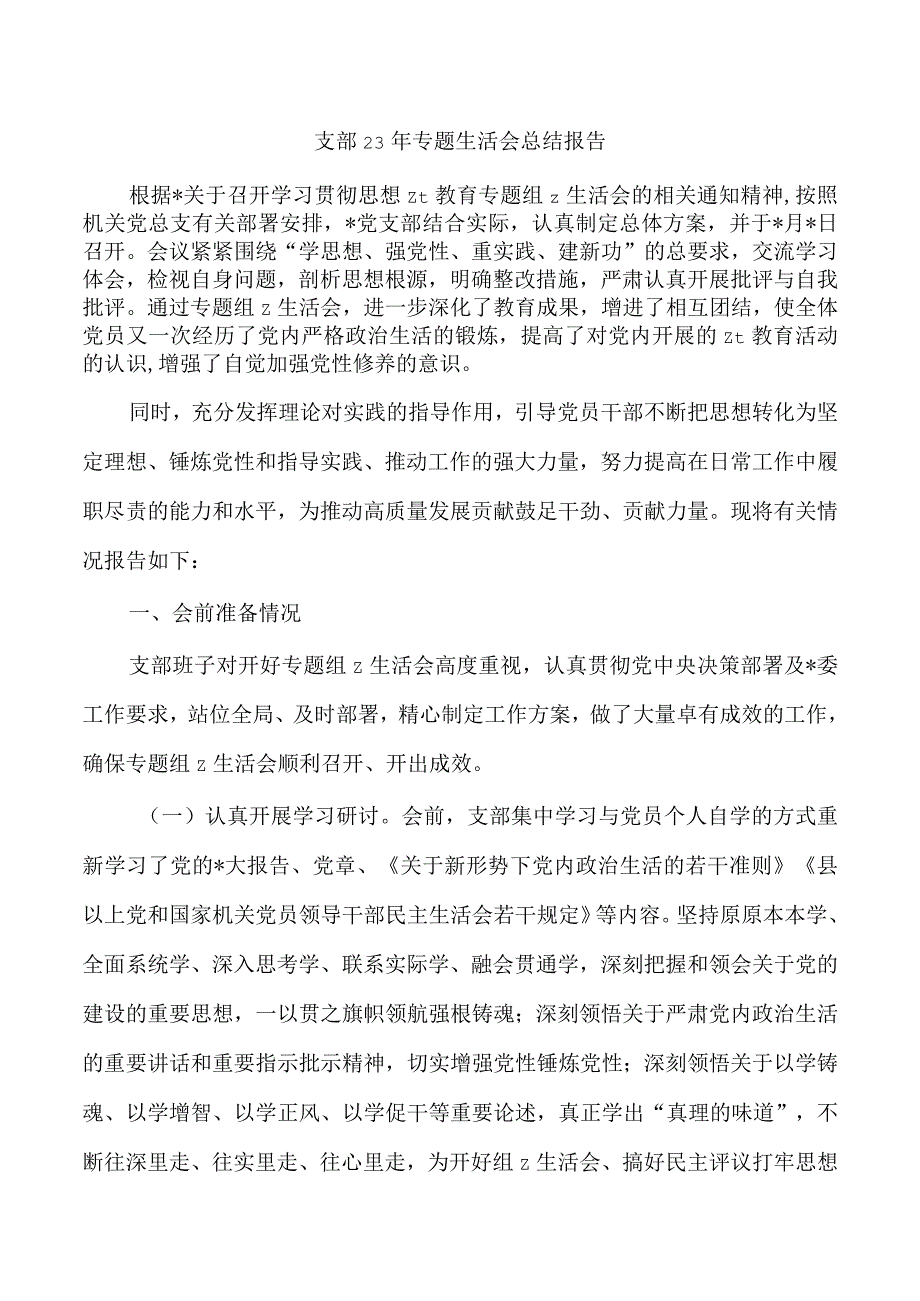 支部23年专题生活会总结报告.docx_第1页