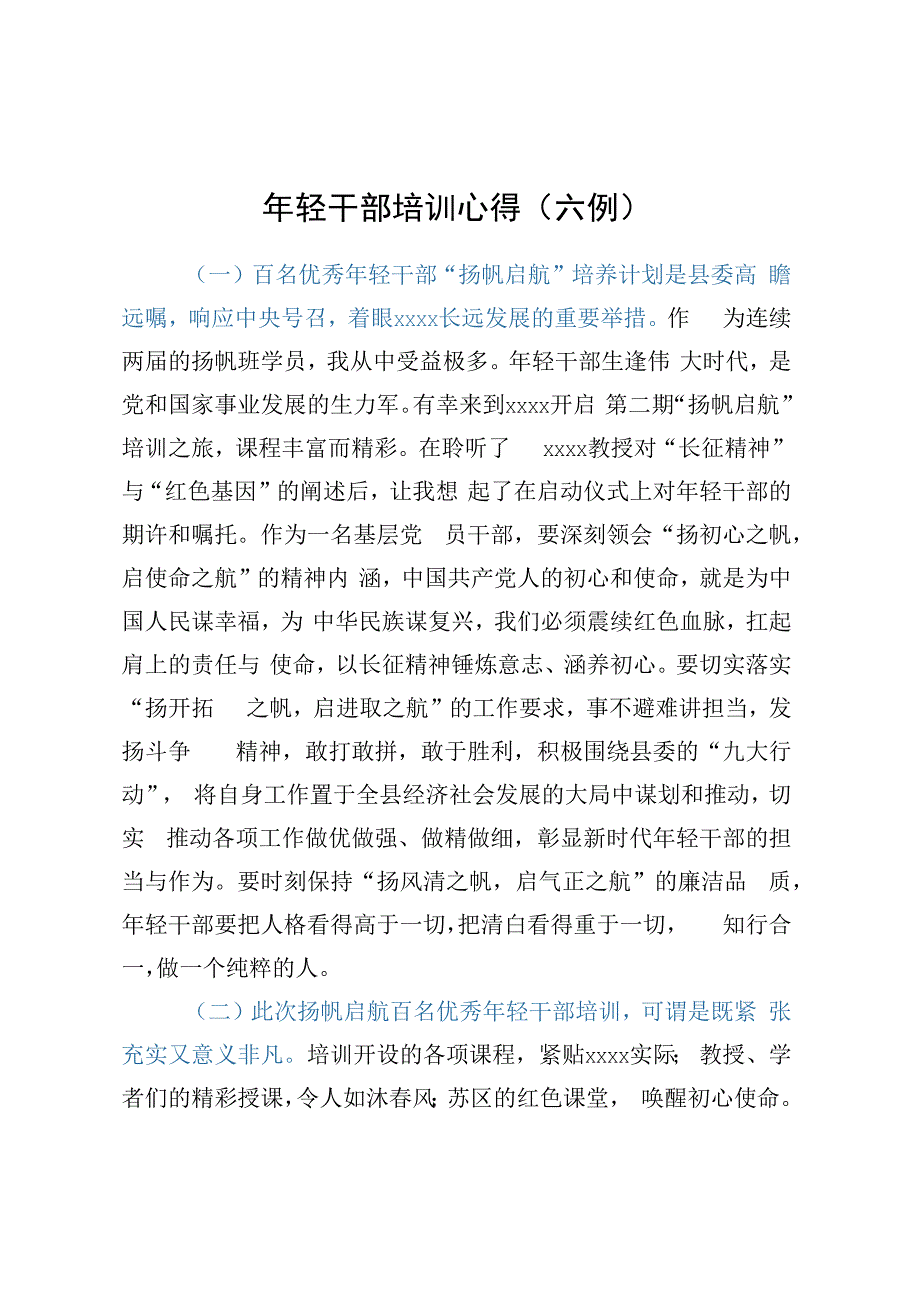 年轻干部培训心得（六例）.docx_第1页