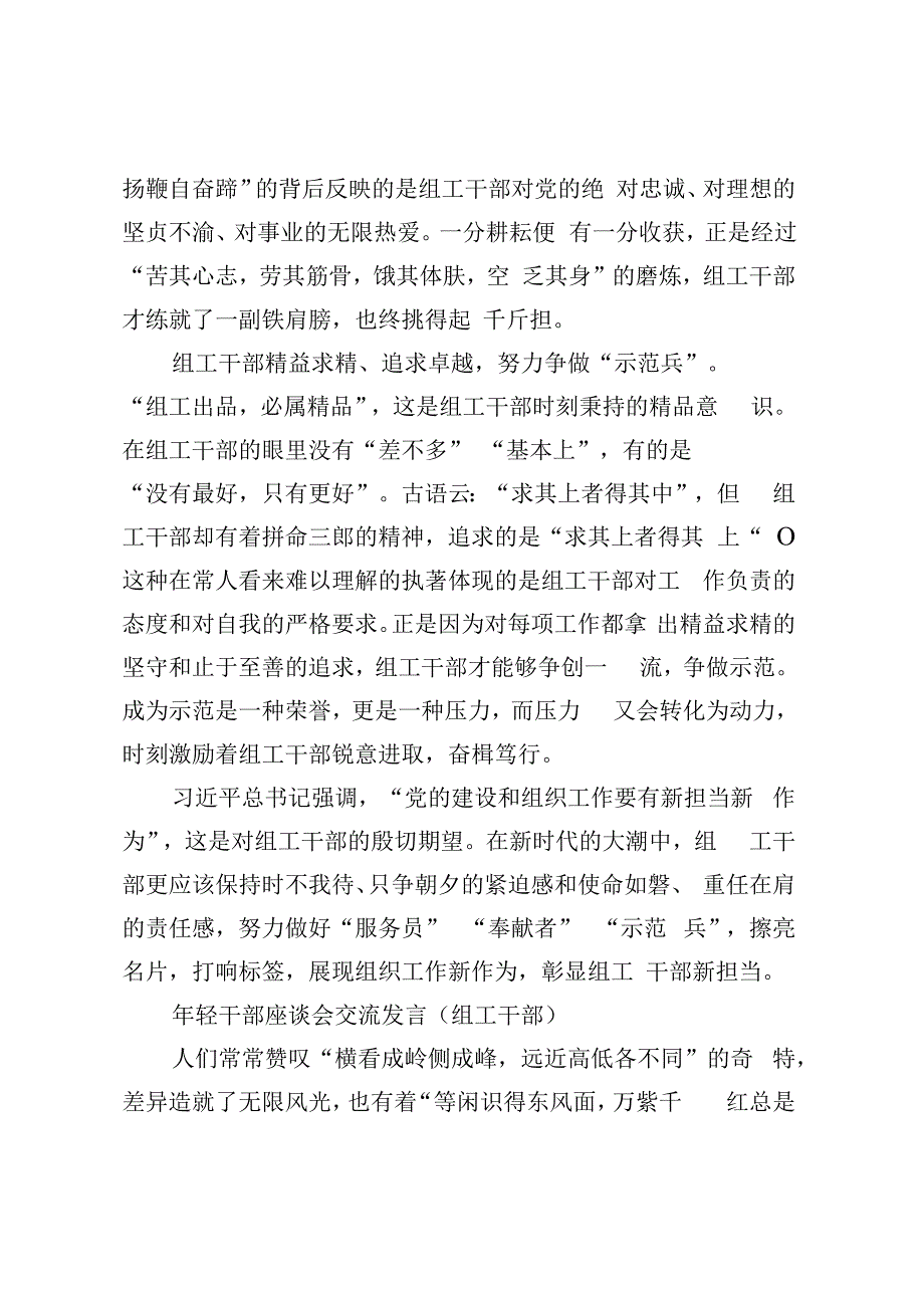 年轻干部座谈会交流发言（组工干部）.docx_第2页