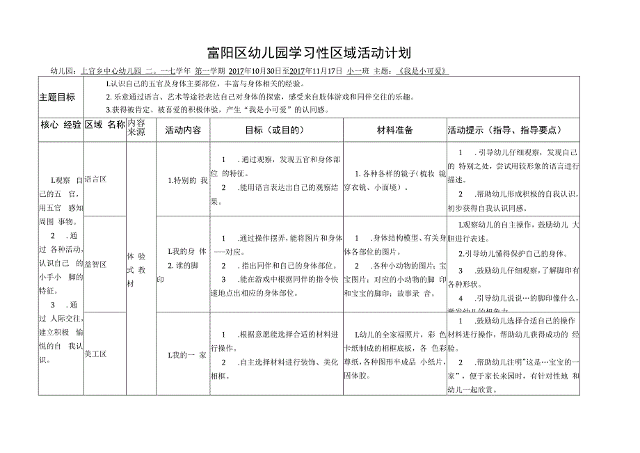 幼儿园：《我是小可爱》学习性区域.docx_第1页