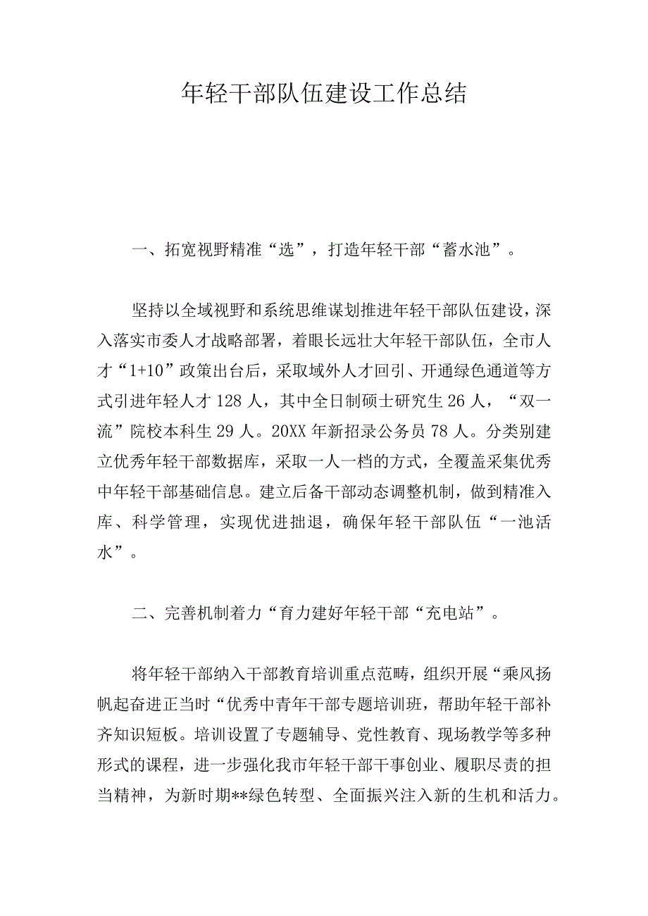 年轻干部队伍建设工作总结.docx_第1页