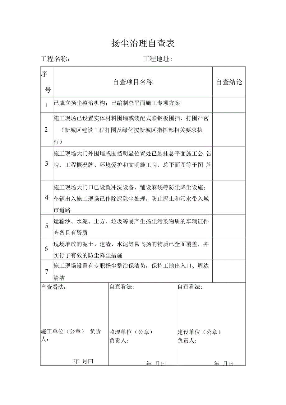 建设工程扬尘控制检查表.docx_第1页