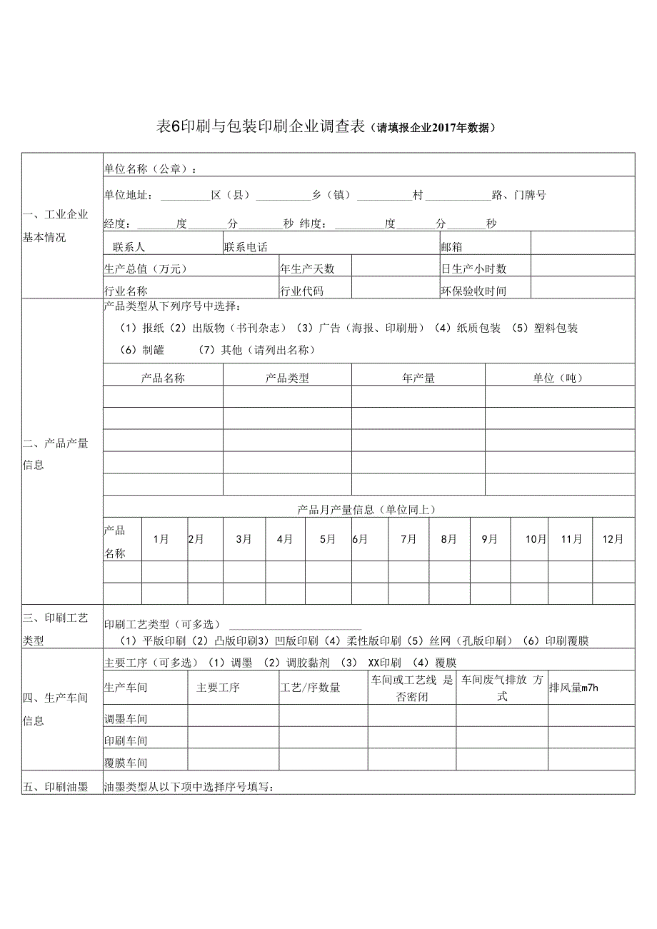 有机污染物调查材料表6 印刷与包装印刷企业调查表.docx_第1页