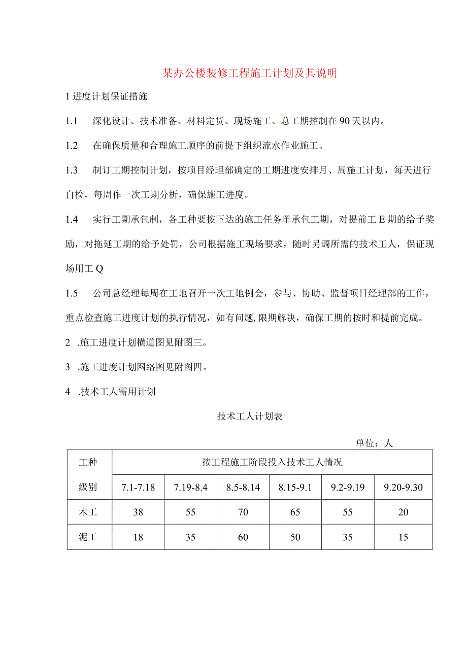 某办公楼装修工程施工计划及其说明.docx_第1页