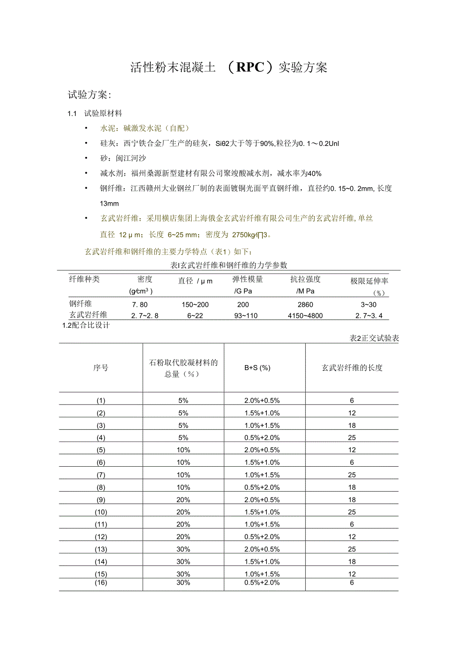 活性粉末混凝土（RPC）实验方案.docx_第1页