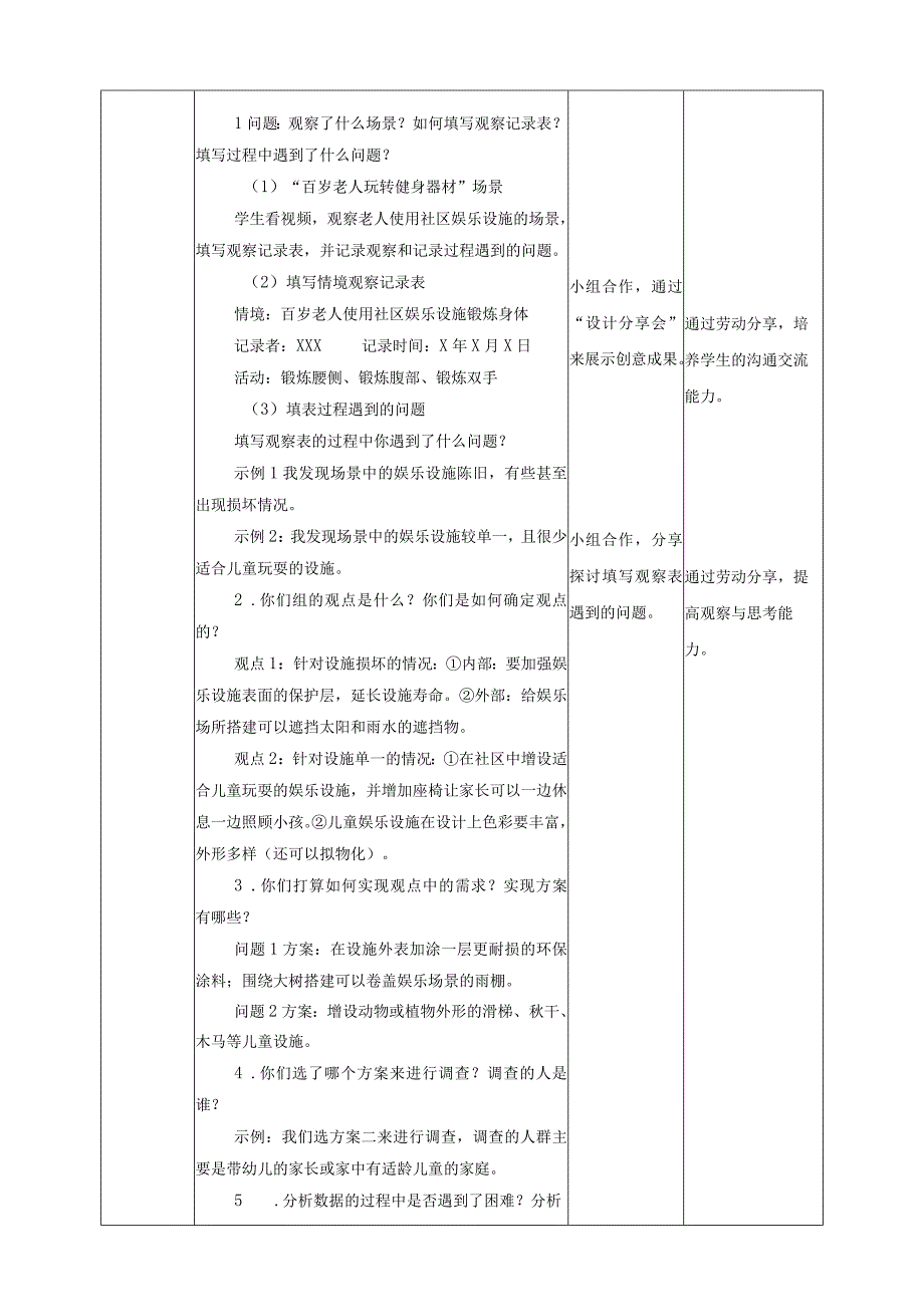 浙教版六年级《劳动》项目四 任务三《社区娱乐设施“我分享”》教案.docx_第3页