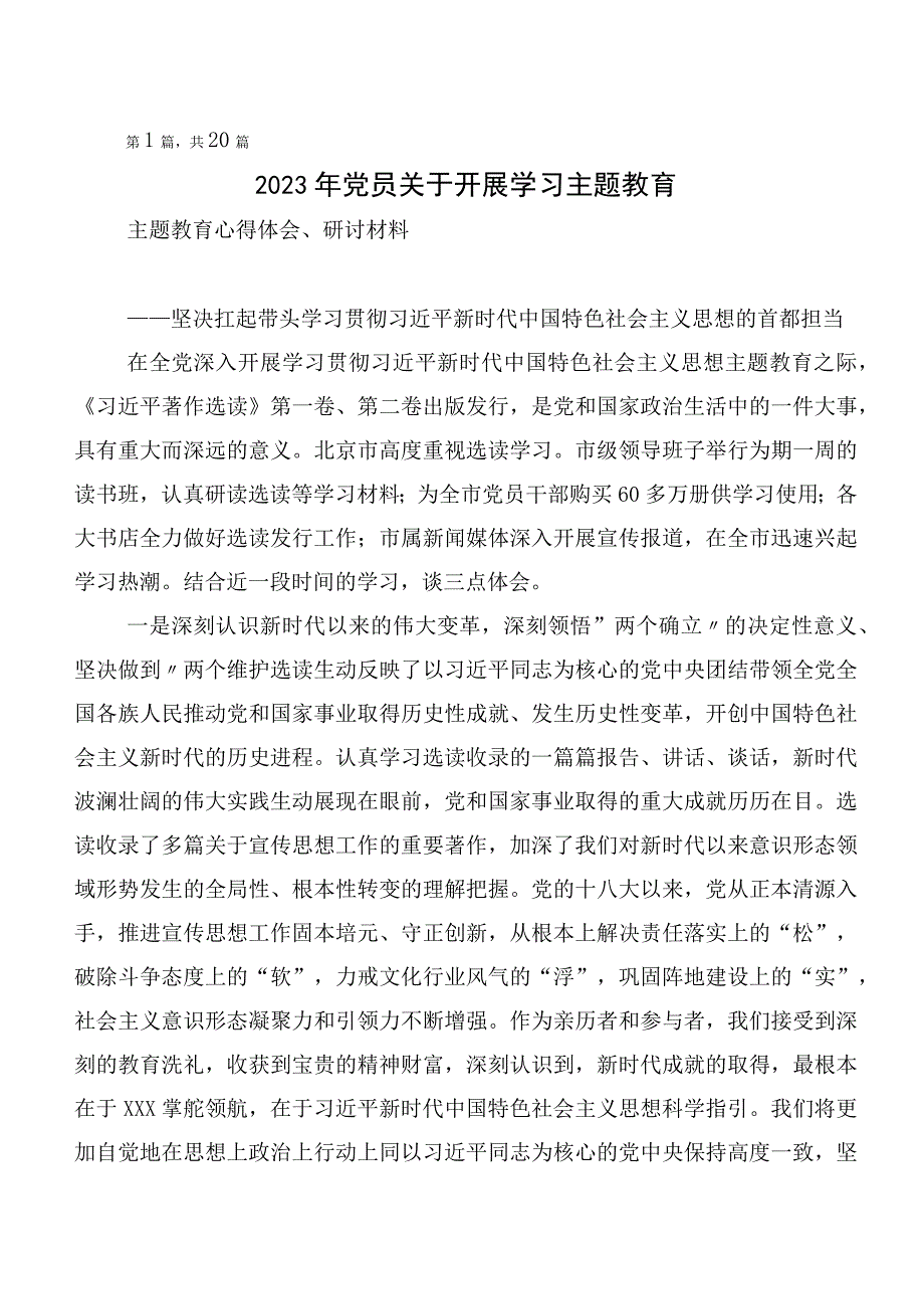 深入学习主题教育发言材料（多篇汇编）.docx_第1页