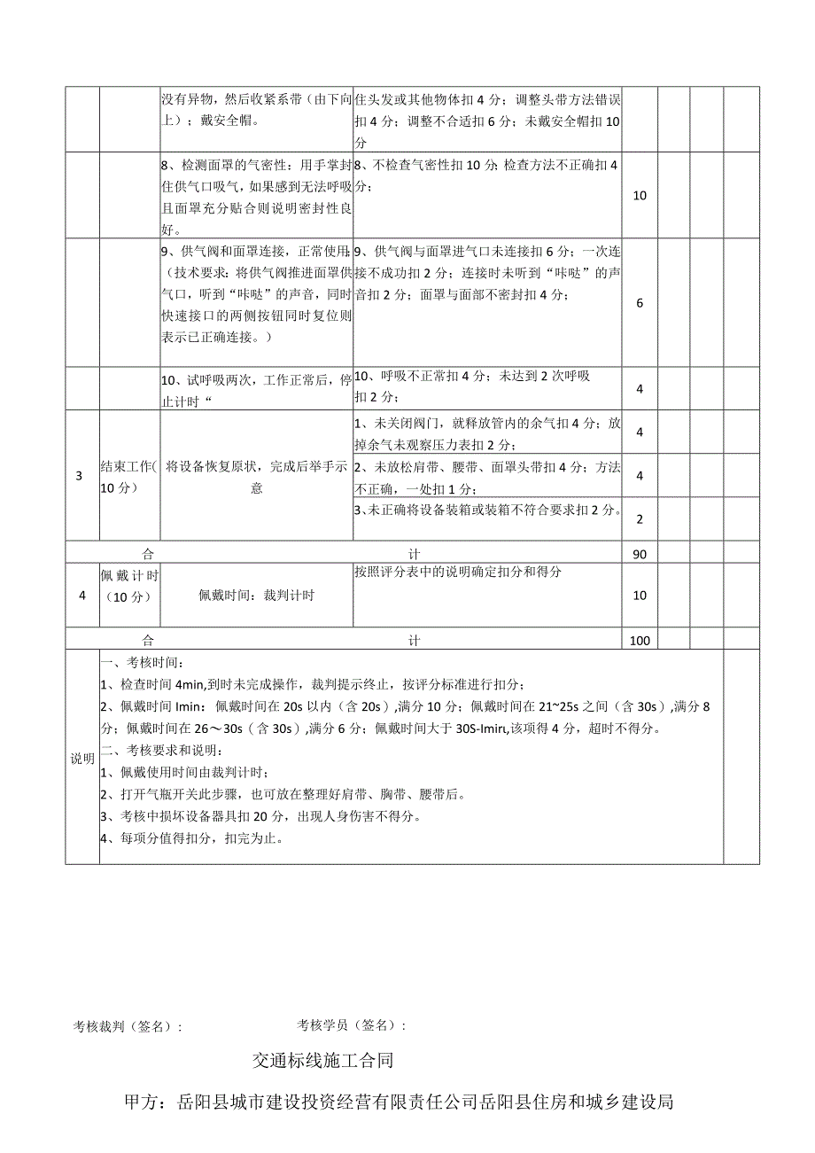 正压式空气呼吸器佩戴操作评分表.docx_第2页