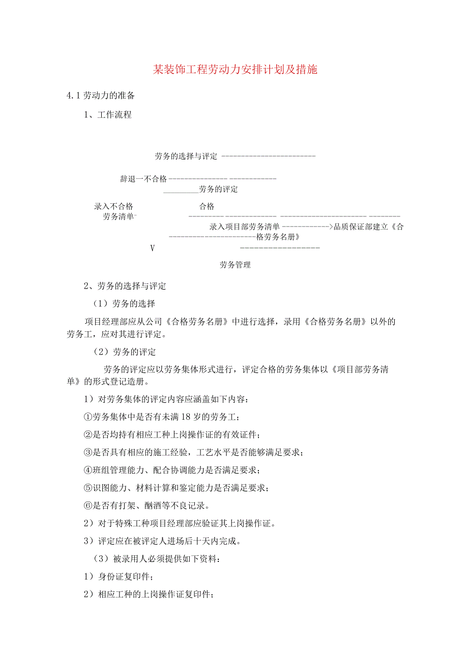 某装饰工程劳动力安排计划及措施.docx_第1页