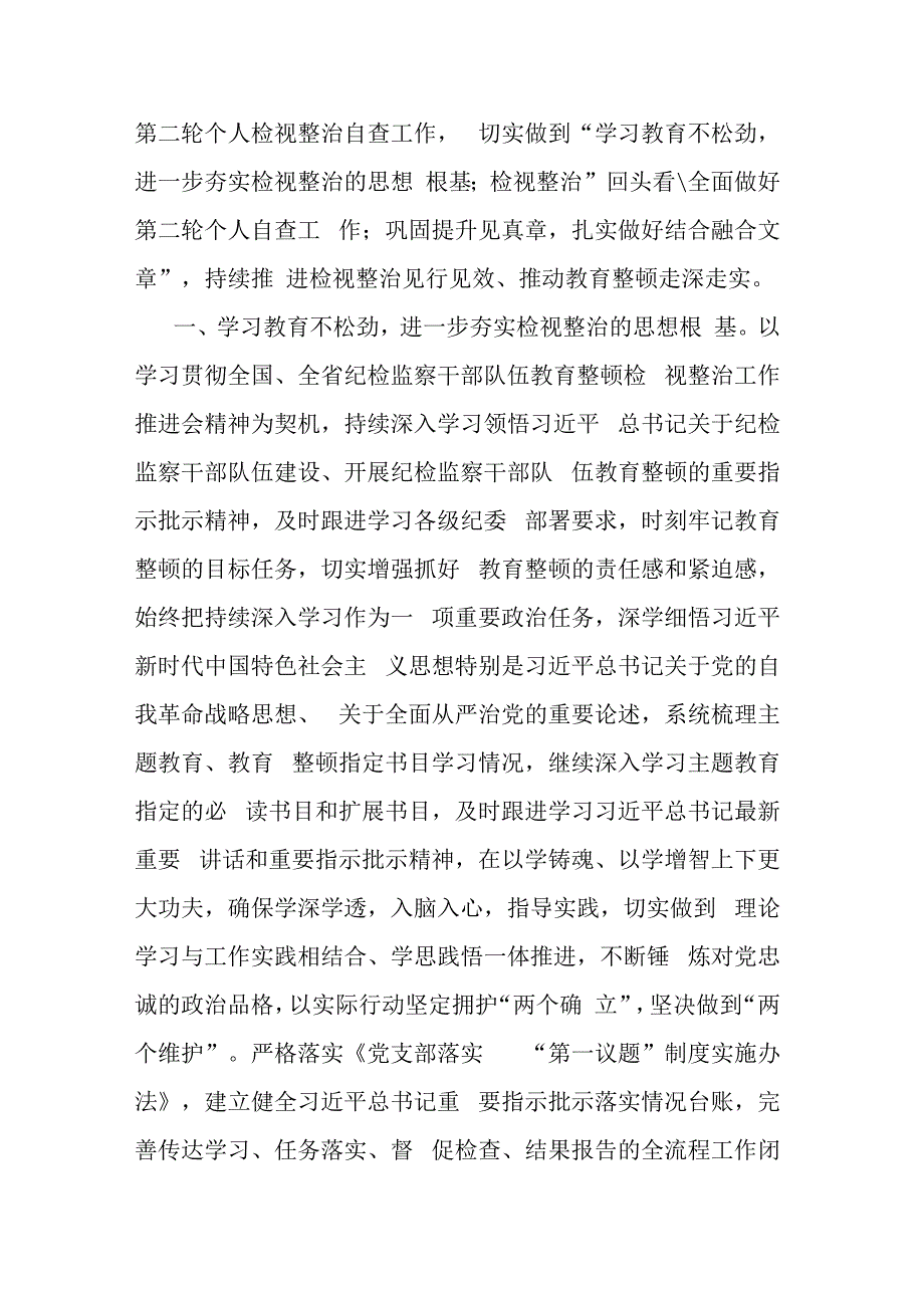 纪检监察干部传达学习贯彻教育整顿检视整治工作推进会精神发言材料(二篇).docx_第2页