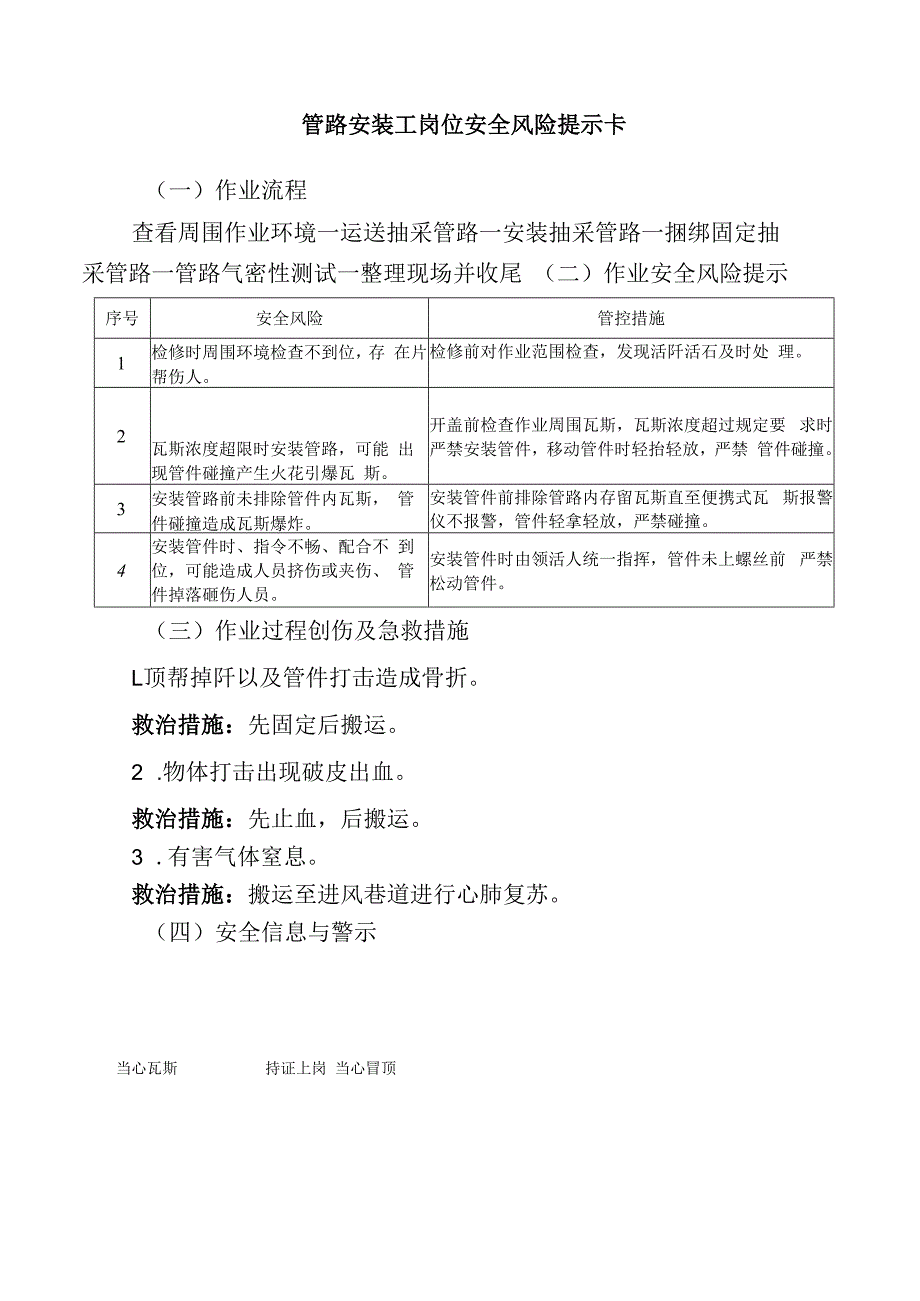 管路安装工岗位安全风险提示卡.docx_第1页