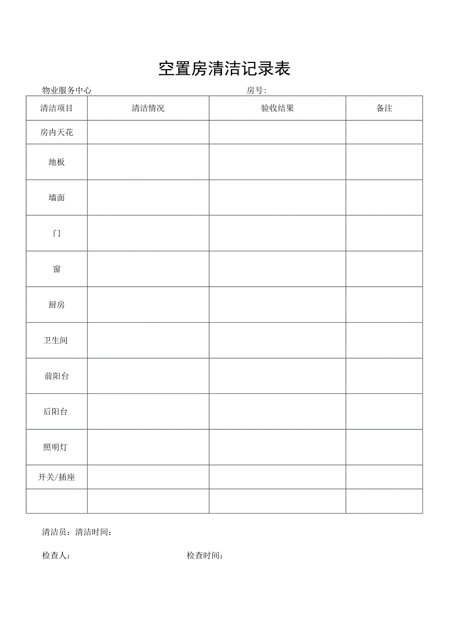 空置房清洁记录表（天选打工人）.docx_第1页