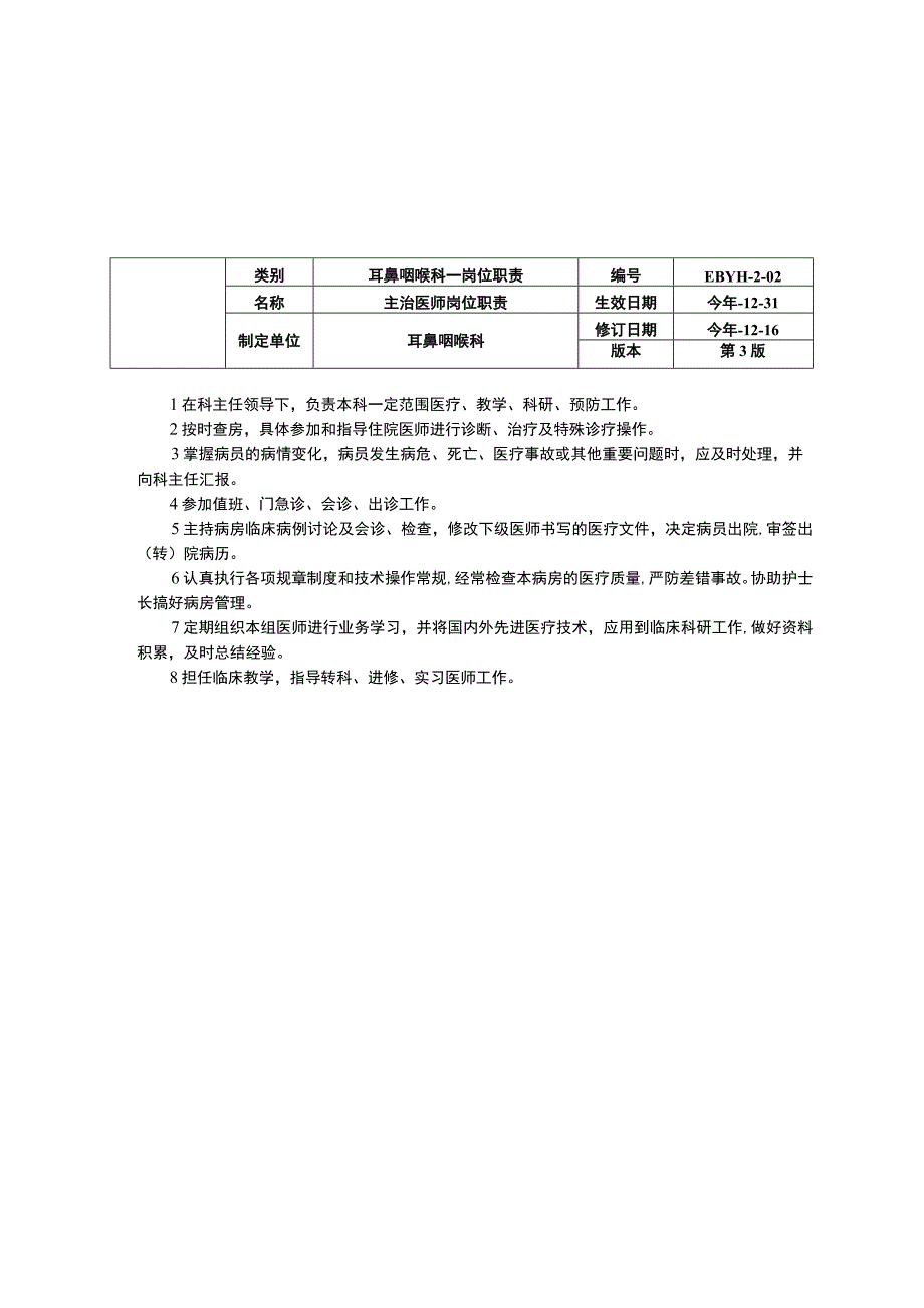 耳鼻咽喉科岗位职责科主任岗位职责主治医师岗位职责住院医师岗位职责.docx_第2页