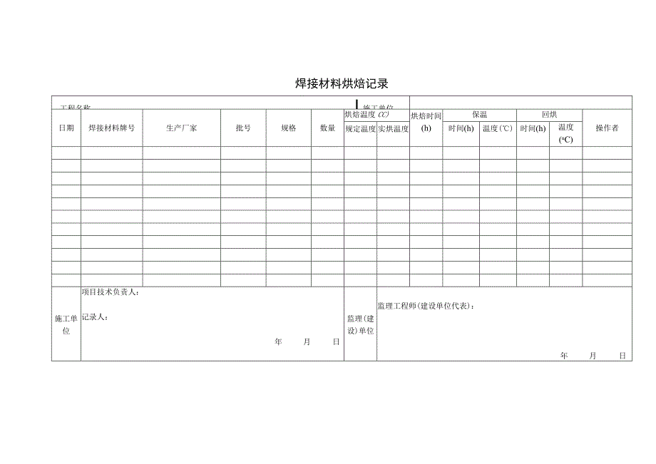 焊接材料烘焙记录(1).docx_第1页