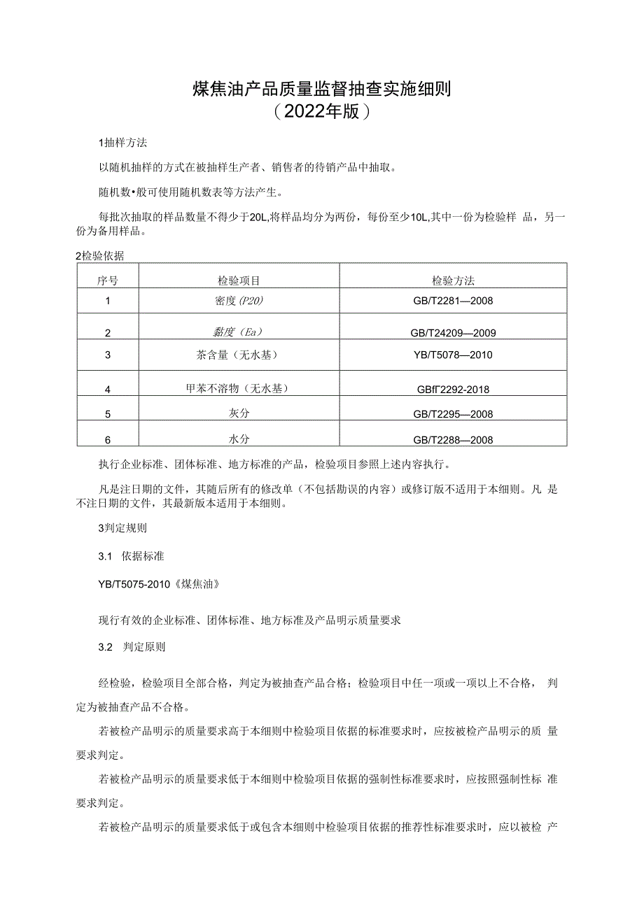 煤焦油产品质量监督抽查实施细则（2022年版）.docx_第1页